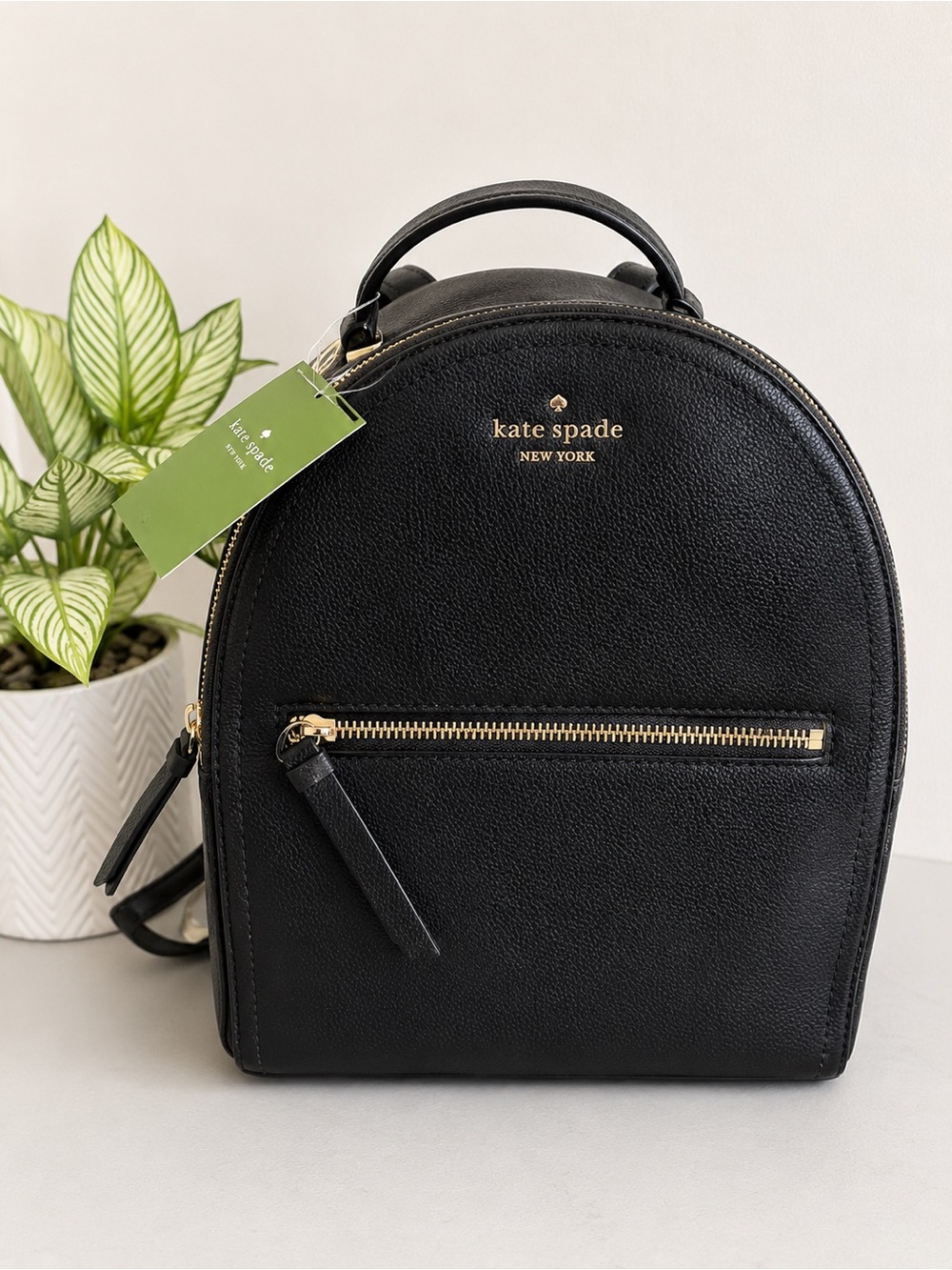NWT New Kate Spade Black Leather Backpack